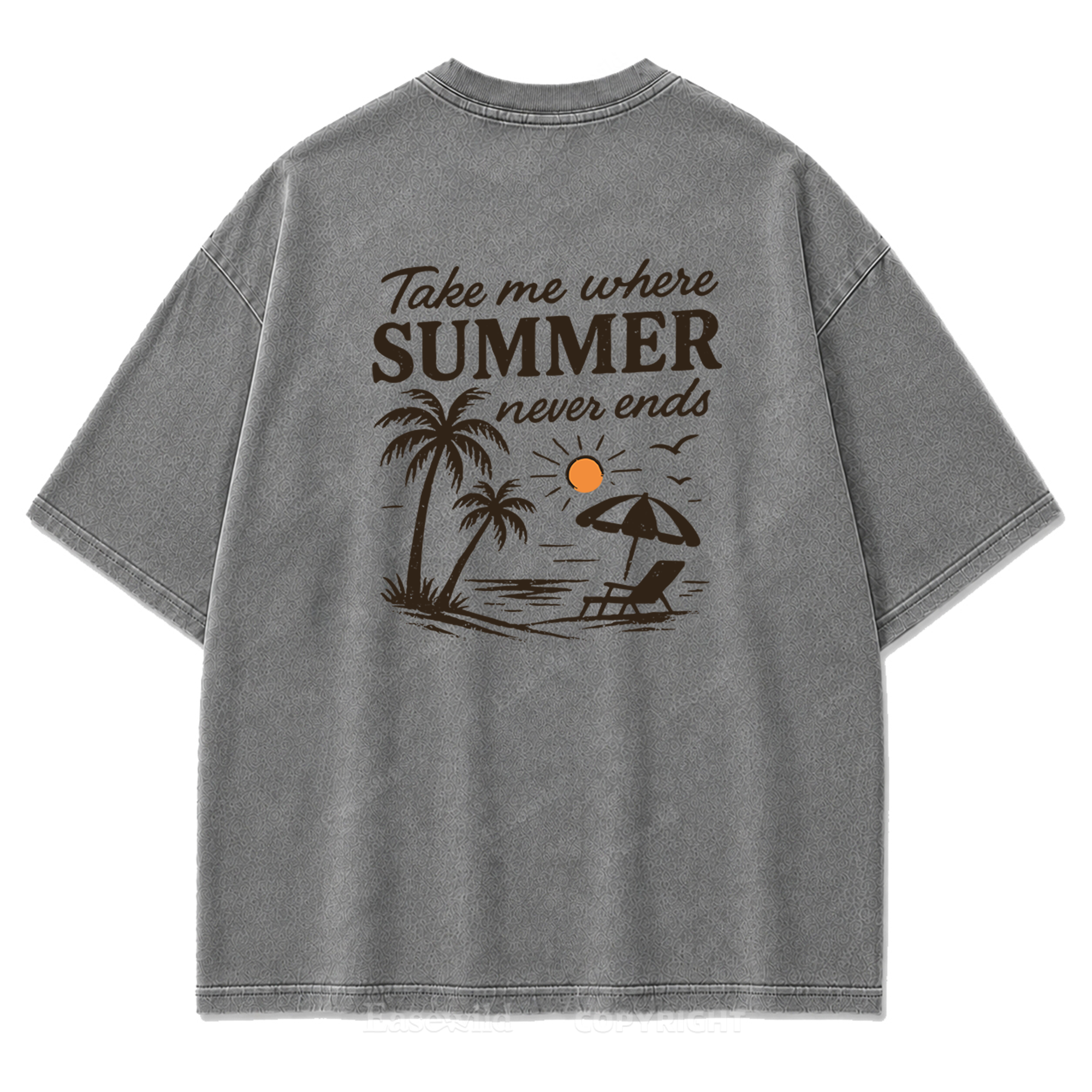 Summer Never Ends T-Shirt mit Strand-Print-Waschung