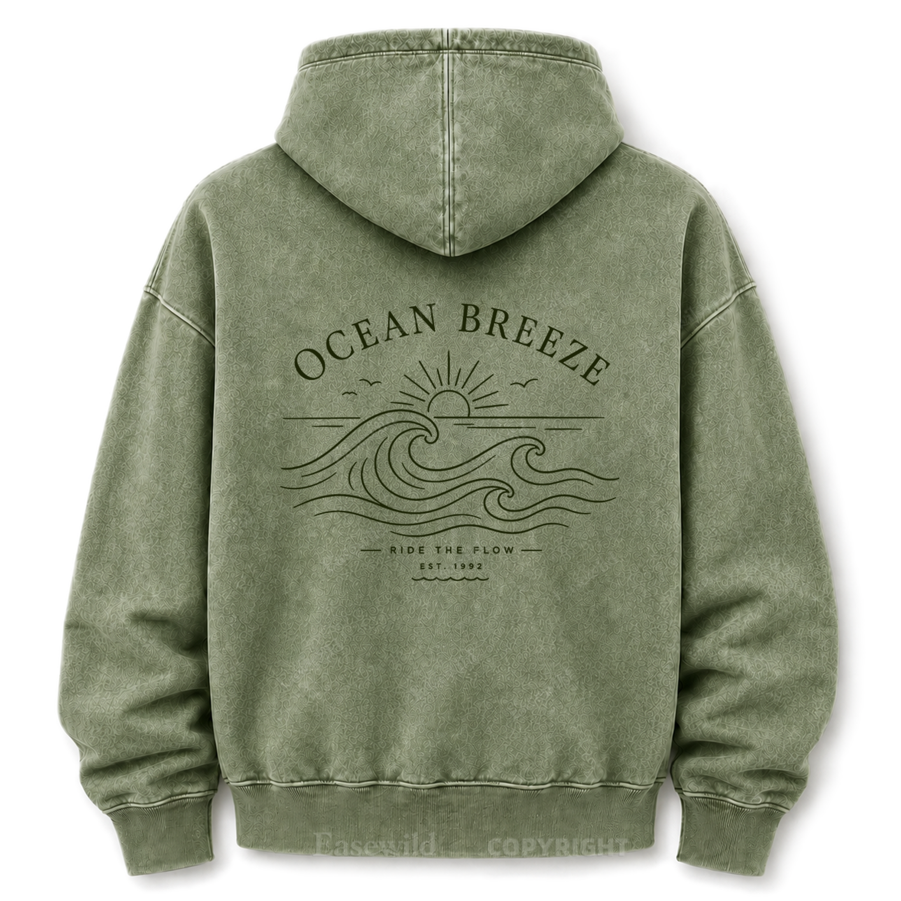 Ocean Breeze Wave Washed Graphic Hoodie