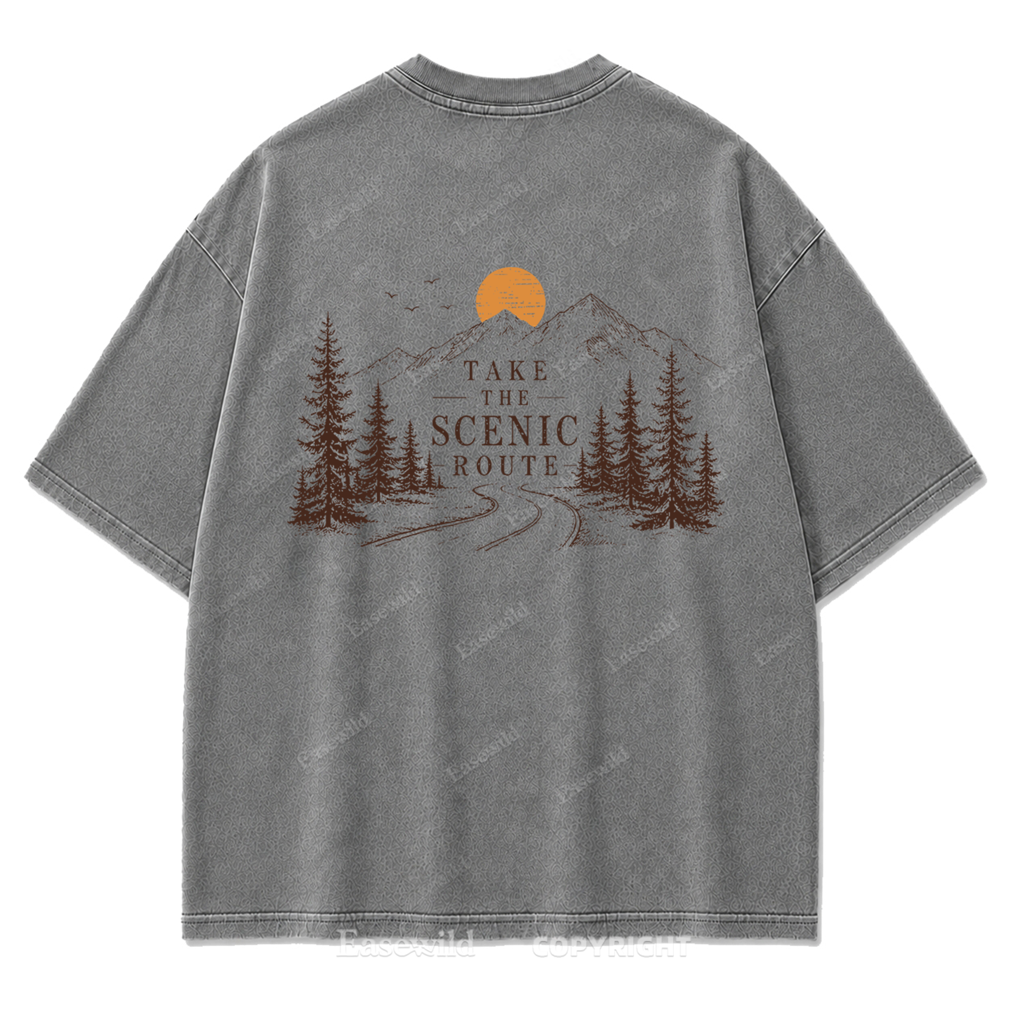 Take The Scenic Route Minimal Washed Print Tee