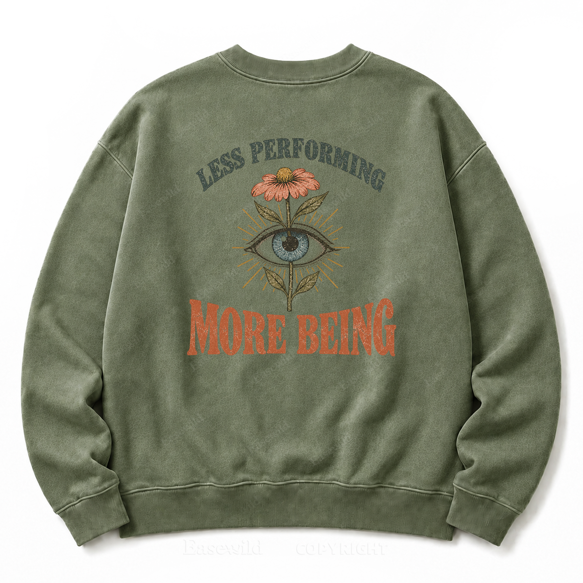 Quiet Authenticity Retro Eye Floral Washed Sweatshirt
