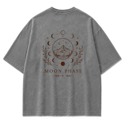 Moon Phase Mountain Washed Print Tee