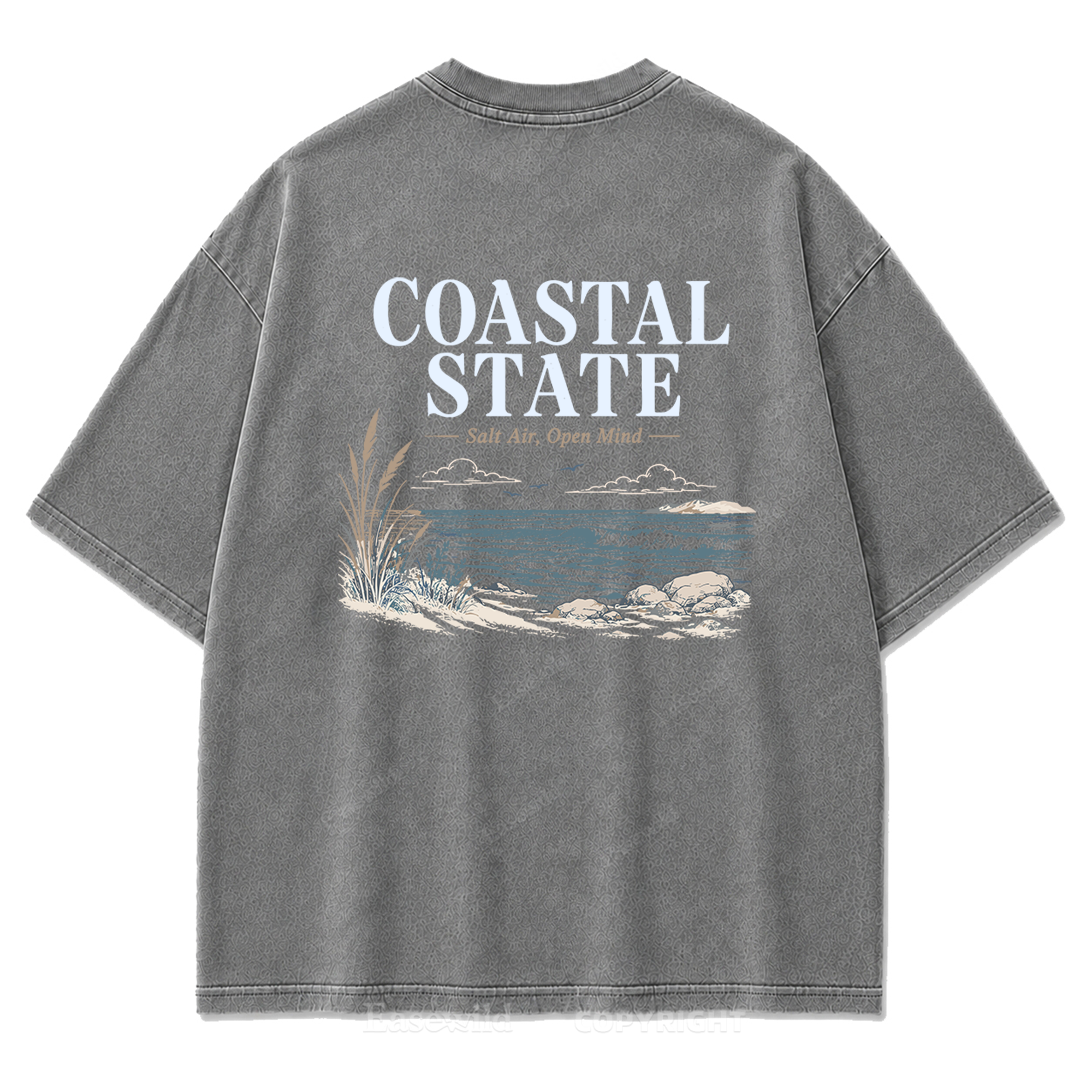 Coastal State Ocean Shore Washed Print Tee