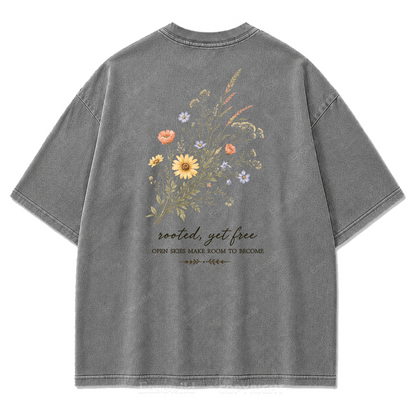 Rooted Yet Free Washed Print Tee