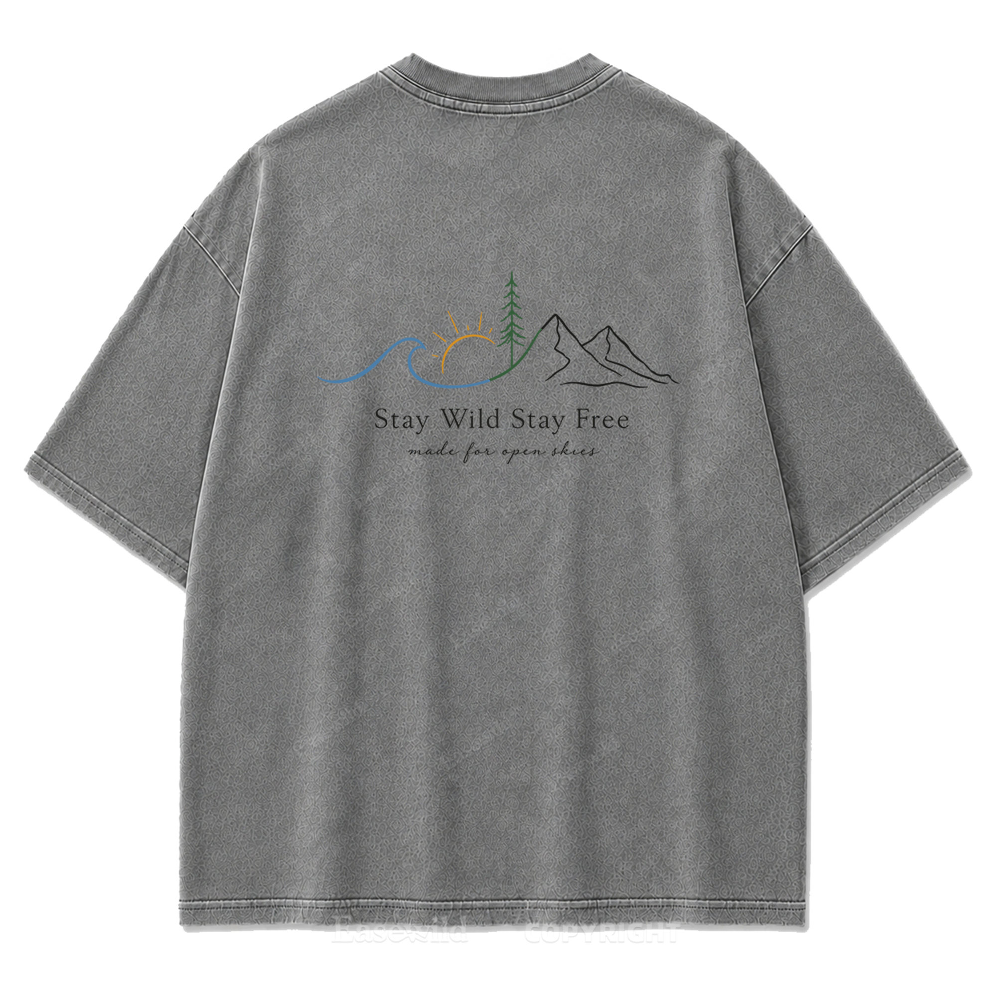 Stay Wild Stay Free Horizon Washed Print Tee