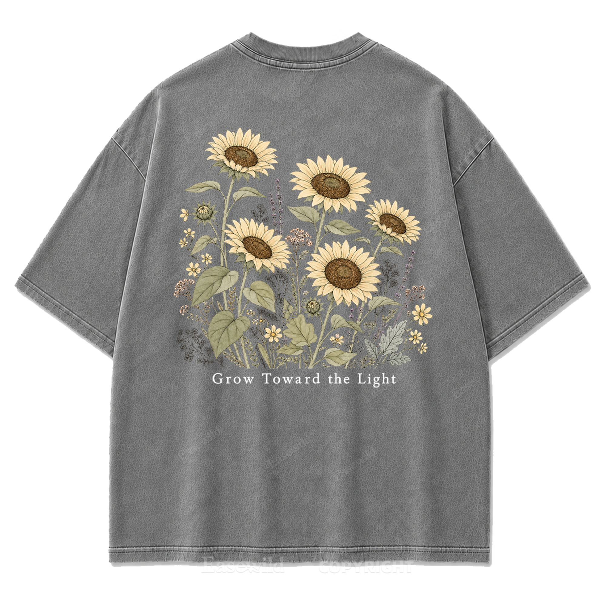 T-Shirt mit gewaschenem „Grow Toward the Light“-Print