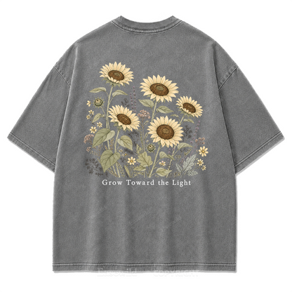 T-Shirt mit gewaschenem „Grow Toward the Light“-Print