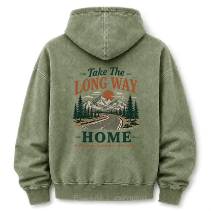 Take the Long Way Home  Washed Graphic Hoodie