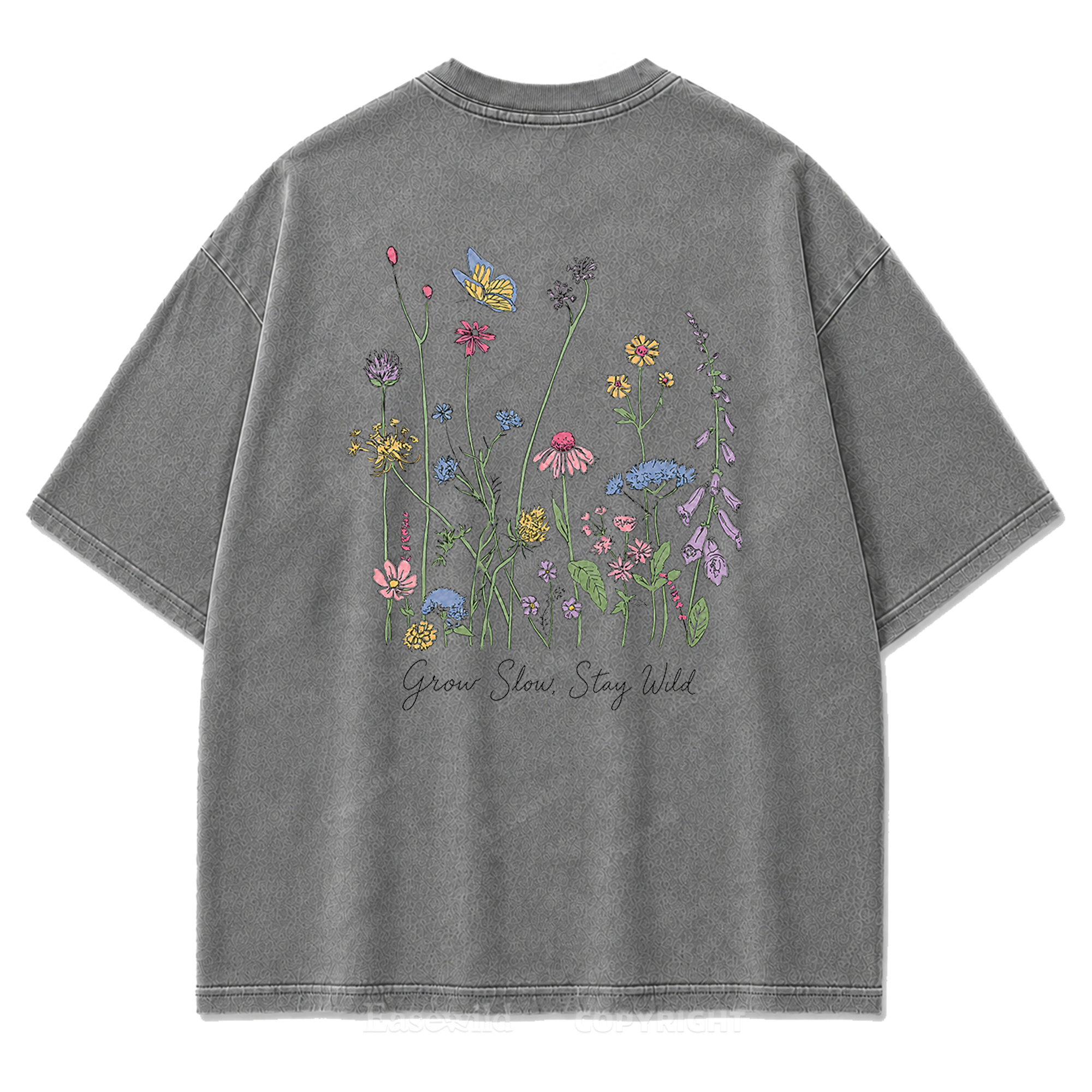 Grow Slow Stay Wild Wildflower Washed Print Tee