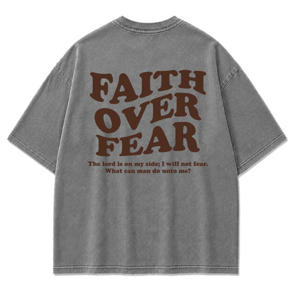 Faith Over Fear Oversized Christian Graphic Tee