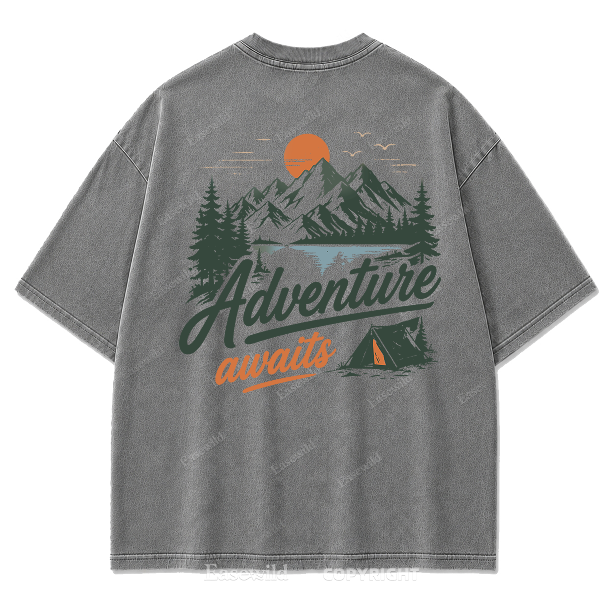 Adventure Awaits Mountain Camp Washed Print Tee
