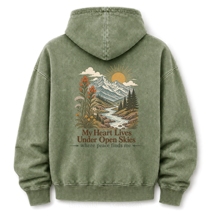 Where Peace Finds Me Vintage Mountain Washed Graphic Hoodie