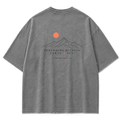 Somewhere Between Earth & Sky Washed Print T-Shirt