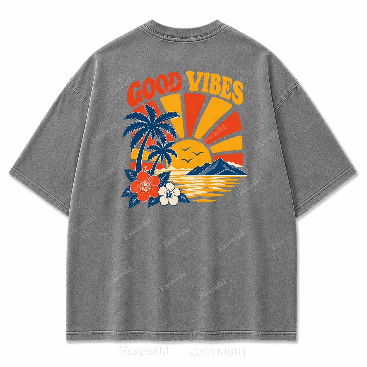 Retro Beach Sunset Oversized Graphic Tee