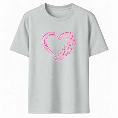 Pink Ribbon Heart Graphic T-Shirt