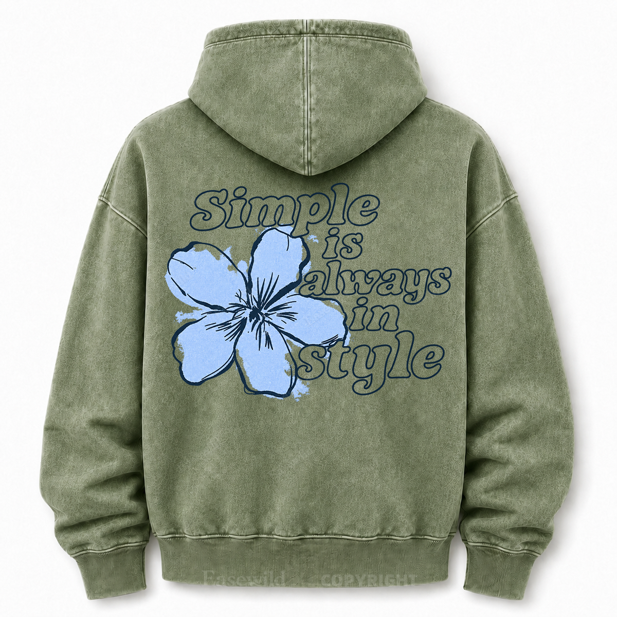 Simple Is Always In Style Floral Washed Graphic Hoodie