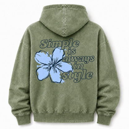 Simple Is Always In Style Floral Washed Graphic Hoodie