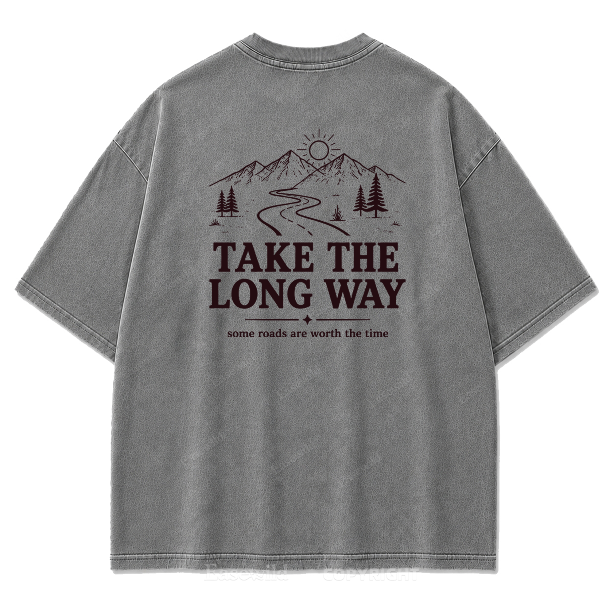 Take the Long Way Mountain Washed Print Tee