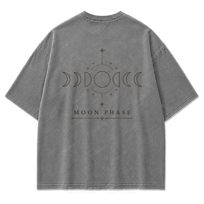 Moon Phase Minimal Washed Print Tee
