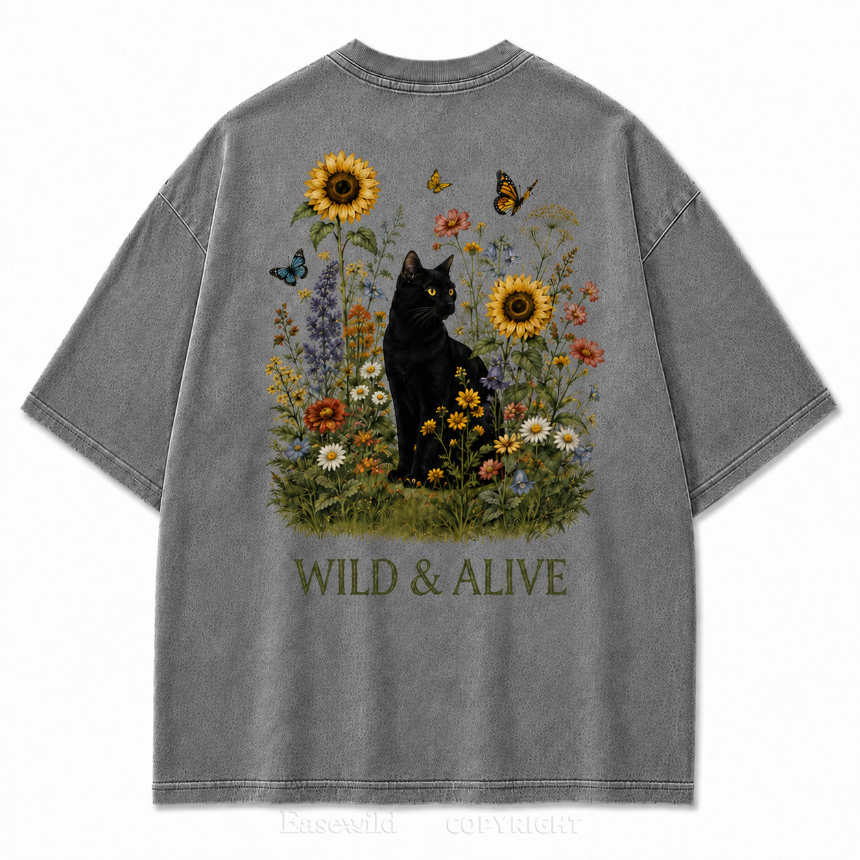 Wild Garden Black Cat Print Tee