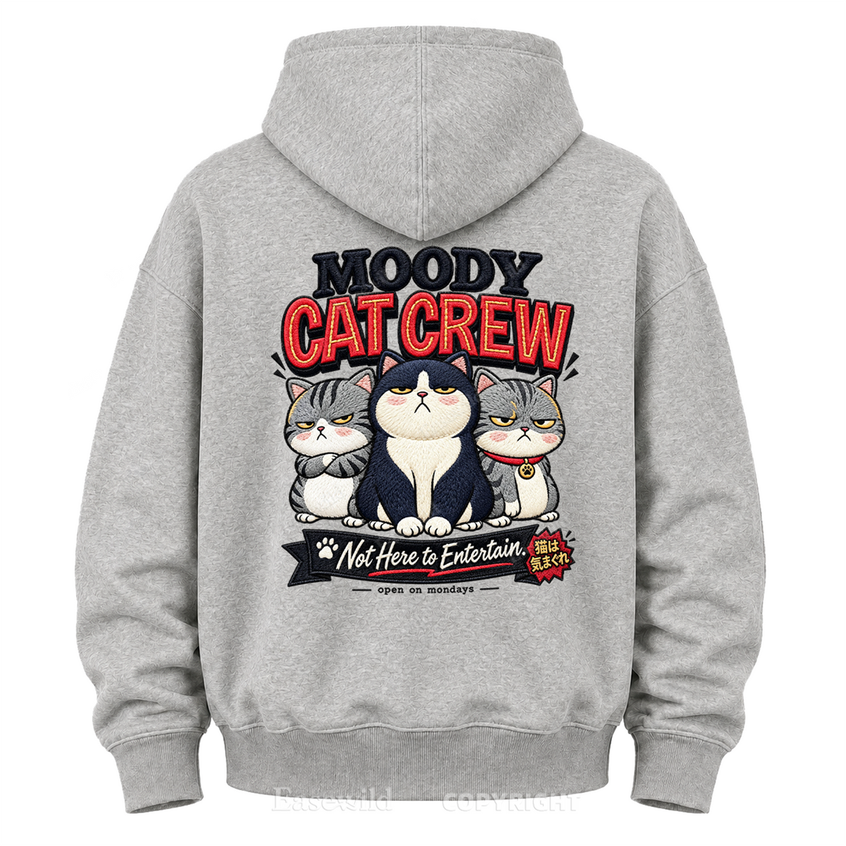 Moody Cat Crew Graphic Hoodie