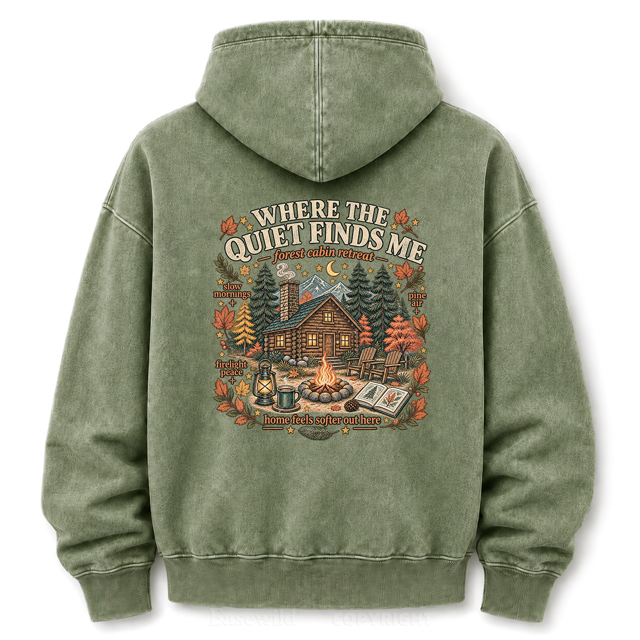 Where the Quiet Finds Me Cabin Washed Graphic Hoodie