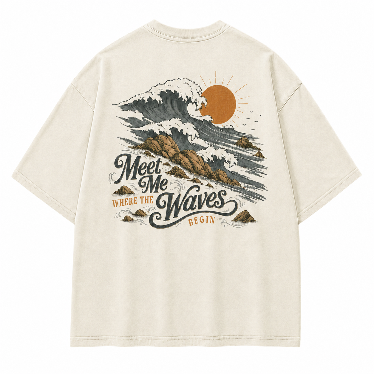Meet Me Where The Waves Begin Coastal Washed Graphic T-Shirt