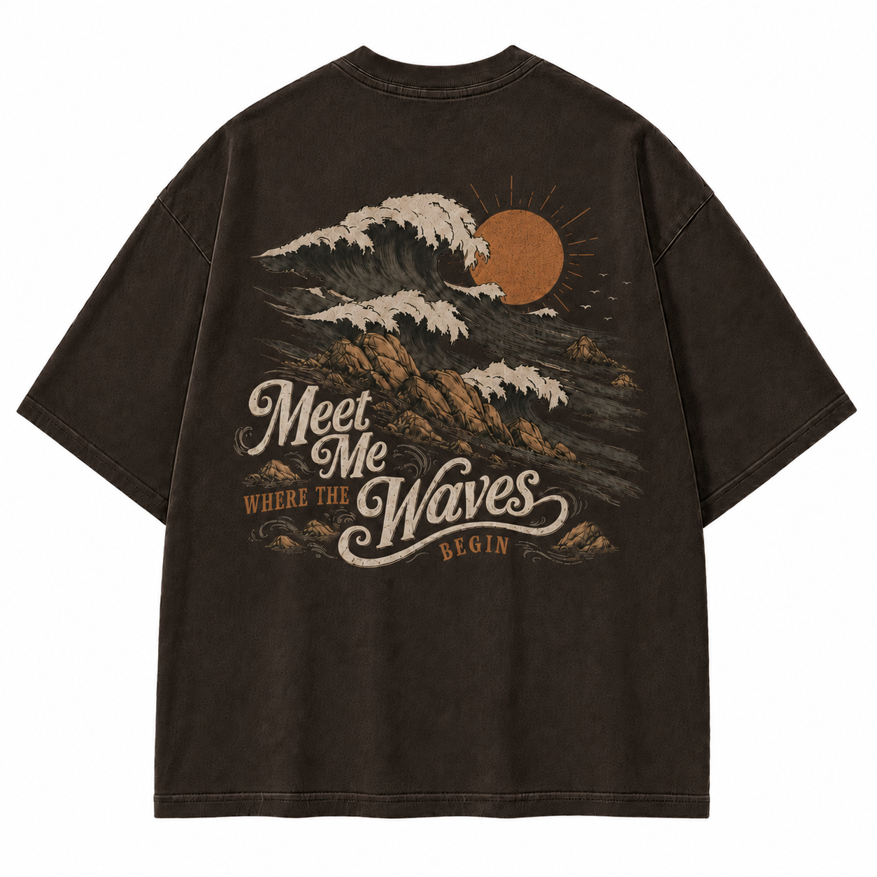 Meet Me Where The Waves Begin Coastal Washed Graphic T-Shirt