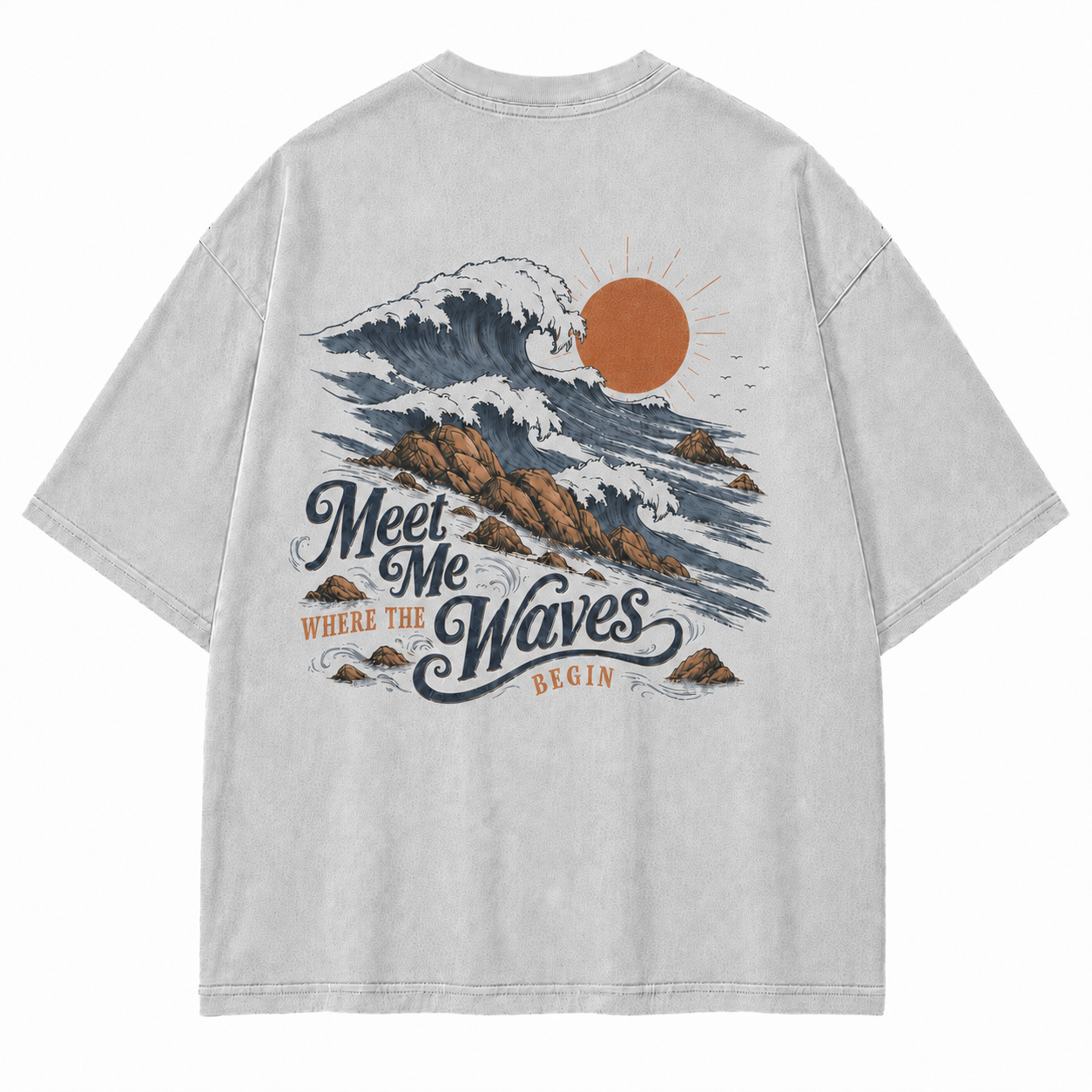 Meet Me Where The Waves Begin Coastal Washed Graphic T-Shirt