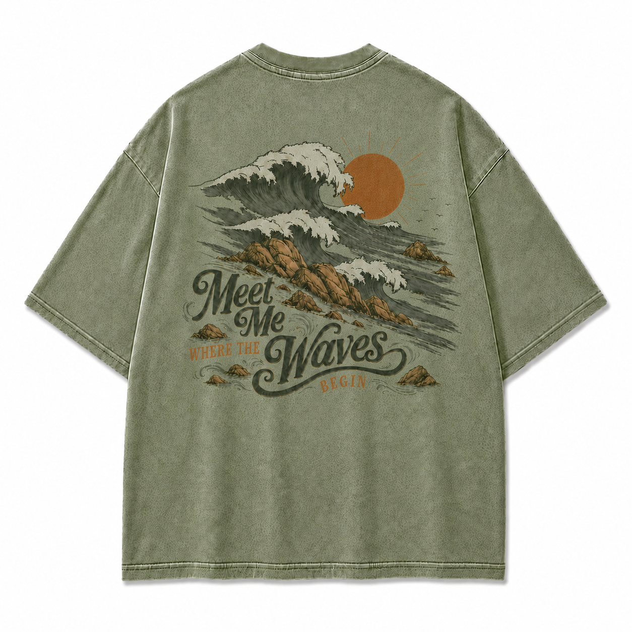 Meet Me Where The Waves Begin Coastal Washed Graphic T-Shirt