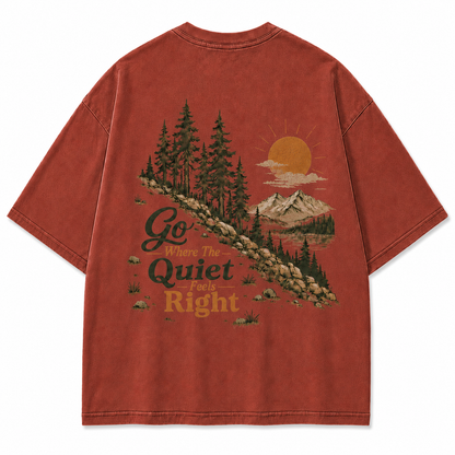 Go Where The Quiet Feels Right Pine Trail Washed Graphic T-Shirt