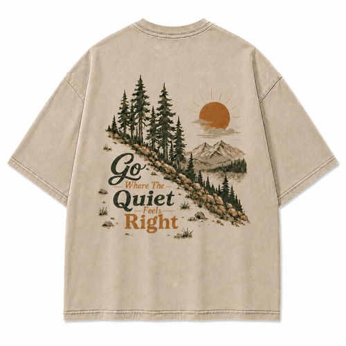 Go Where The Quiet Feels Right Pine Trail Washed Graphic T-Shirt