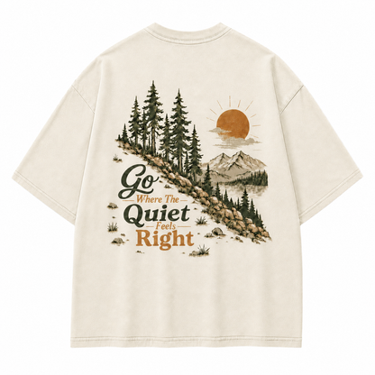 Go Where The Quiet Feels Right Pine Trail Washed Graphic T-Shirt