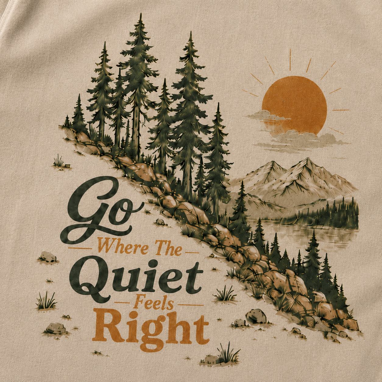 Go Where The Quiet Feels Right Pine Trail Washed Graphic T-Shirt