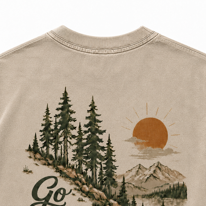 Go Where The Quiet Feels Right Pine Trail Washed Graphic T-Shirt