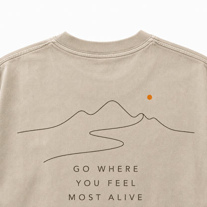 Go Where You Feel Most Alive Minimal Mountain Washed Graphic T-Shirt