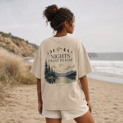 Nights I Want to Keep Washed Back Print Tee