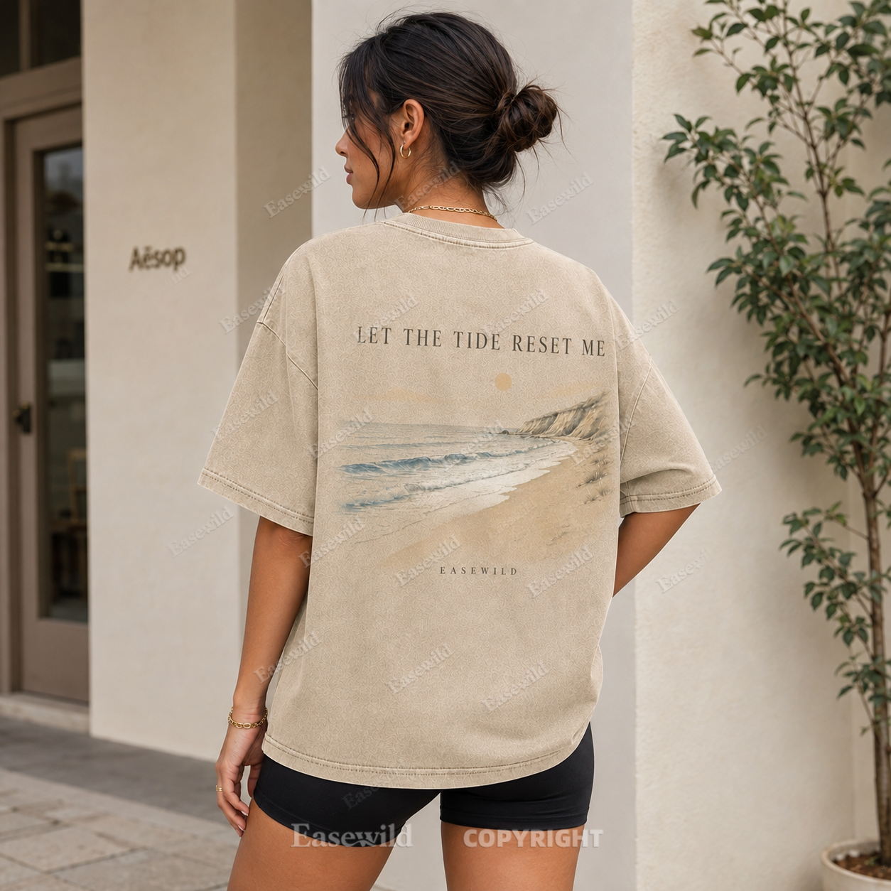 Let the Tide Reset Me Washed Back Print Tee