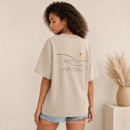 Find Peace in the Silence Washed Back Print Tee