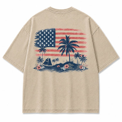 Coastal Liberty Palm Flag Graphic T-Shirt