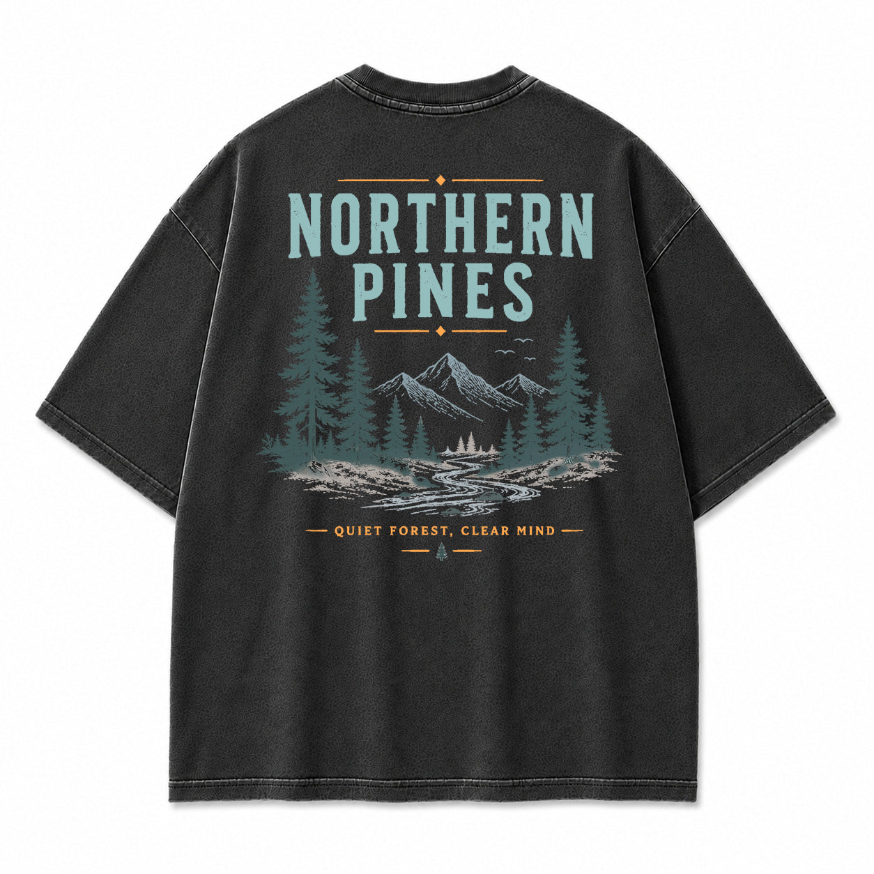 Northern Pines Forest Stream Graphic T-Shirt