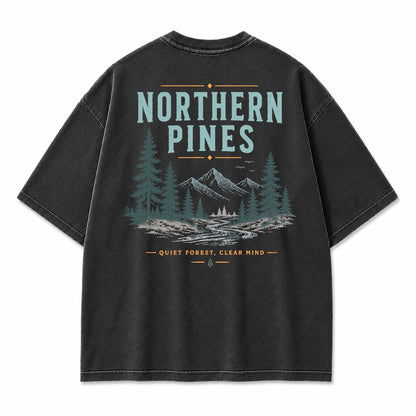 Northern Pines Forest Stream Graphic T-Shirt