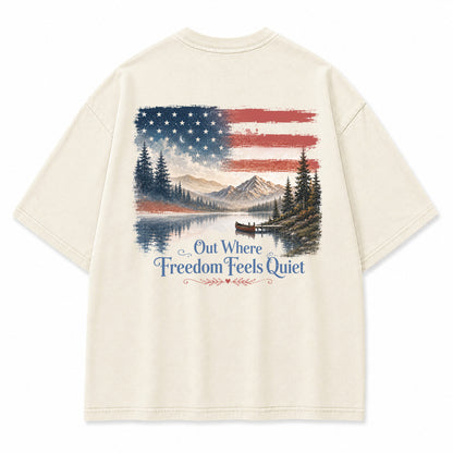 Quiet Freedom Mountain Lake Graphic T-Shirt