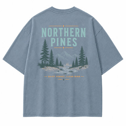 Northern Pines Forest Stream Graphic T-Shirt