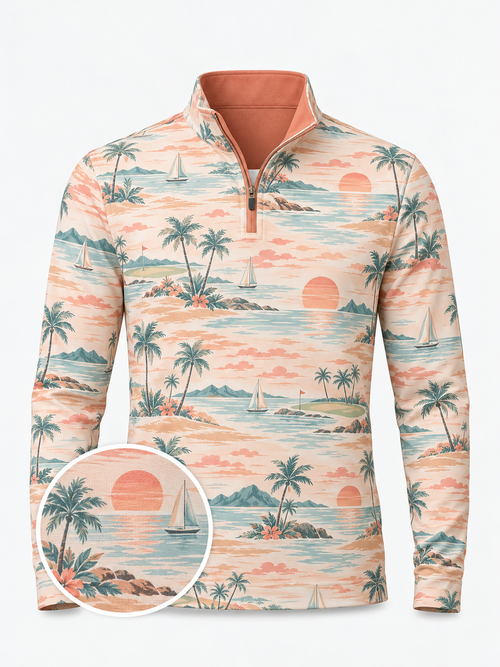 Sunset Cove Tropical Quarter-Zip Pullover