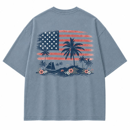 Coastal Liberty Palm Flag Graphic T-Shirt