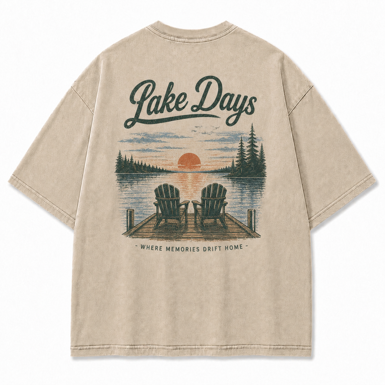 Where Lake Days Drift into Memories Outdoor Graphic Tee
