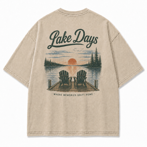 Where Lake Days Drift into Memories Outdoor Graphic Tee