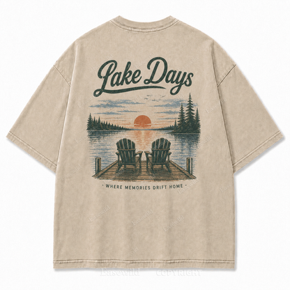 Where Lake Days Drift into Memories Outdoor Graphic Tee