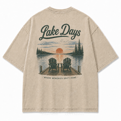 Where Lake Days Drift into Memories Outdoor Graphic Tee