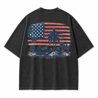 Coastal Liberty Palm Flag Graphic T-Shirt